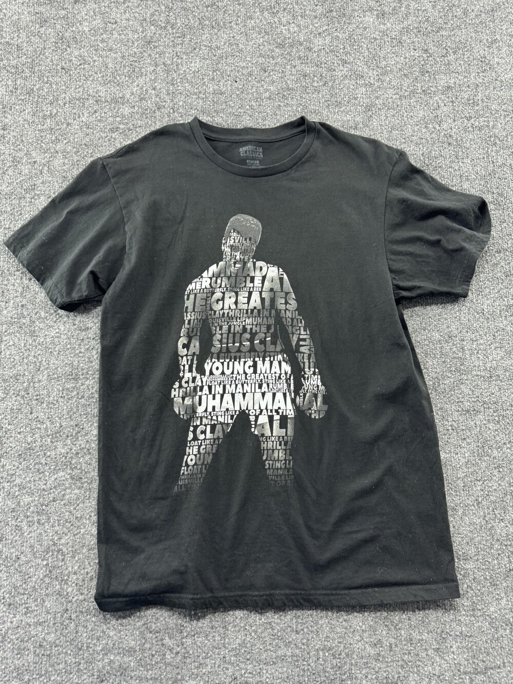 Muhammad Ali Shirt Mens Medium Black Word Boxing Graphic Tee American Classics
